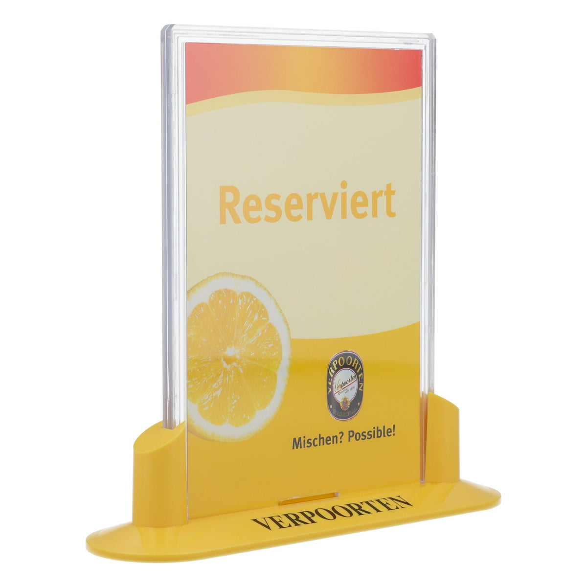 Verpoorten liqueur table display card holder Mission Possible