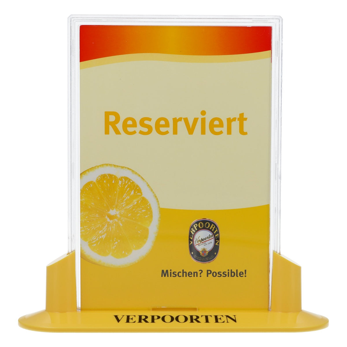Verpoorten liqueur table display card holder Mission Possible – View 2