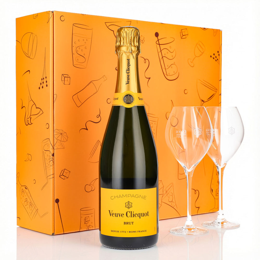Veuve Clicquot Champagne Gift Set 0.75l 12.5% + Flute 0.1l bulbous I Orange