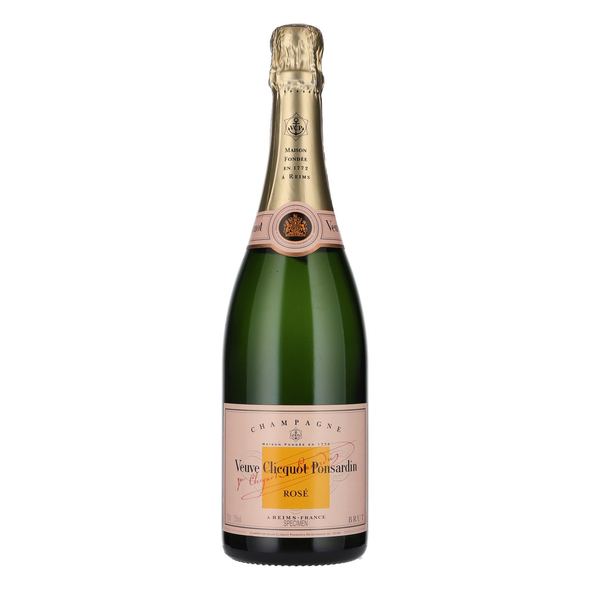 Veuve Clicquot Champagne Display Bottle, 0.75 L, Empty, Rosé, New, Orange Glass