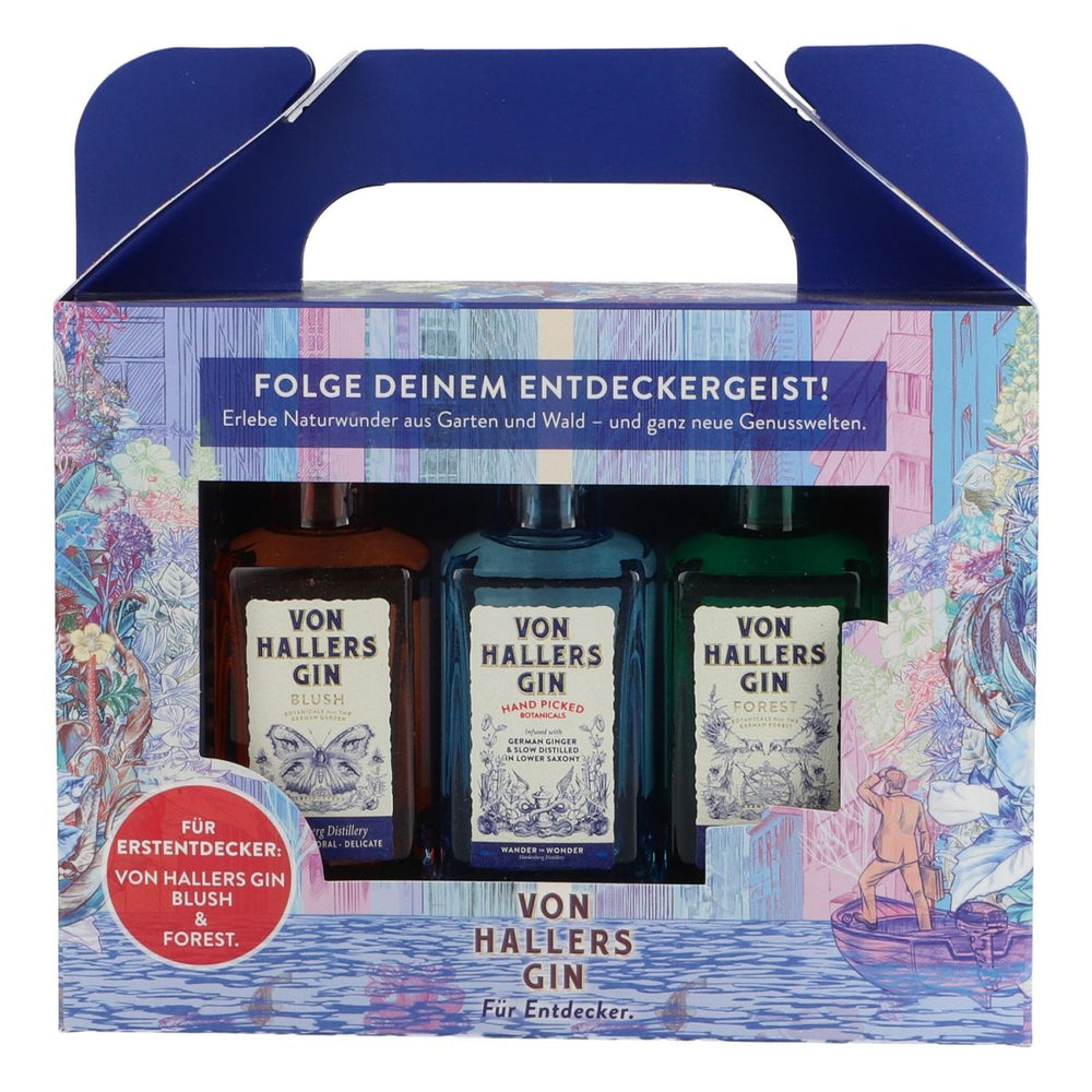 Von Hallers Gin Gift Set 3x 0.05l Tasting Set Discovery Set 44% ABV Forest