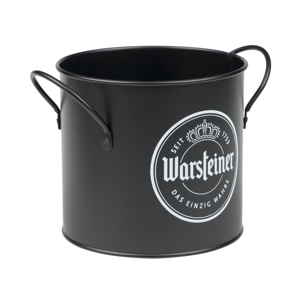 Warsteiner beer cutlery bucket, metal box, matt, bar accessory, caddy, catering, table
