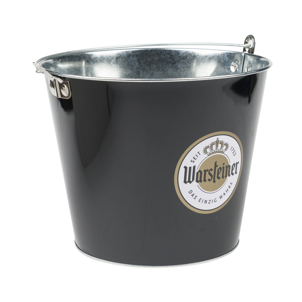 Warsteiner beer ice bucket cooler with handle, bottles, ice cubes, bucket, metal box, bar – View 2