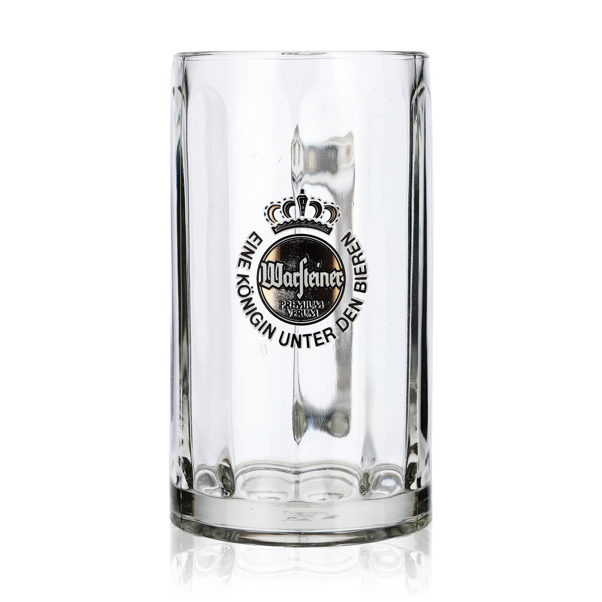 Warsteiner beer glass beer mug beer stein 0.4 l relief lengthwise silver logo