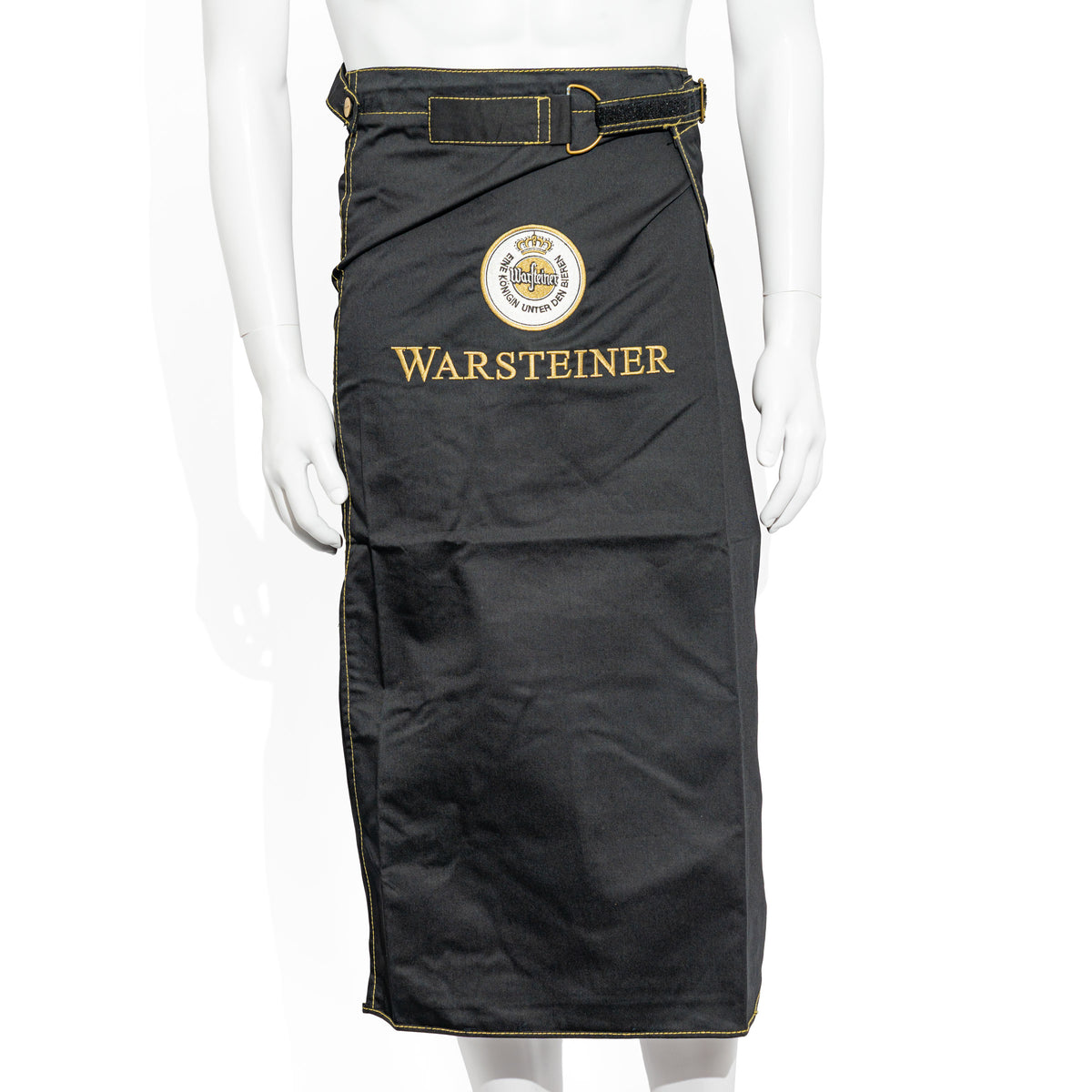 Warsteiner Beer Waiter's Apron with Belt System, Button Closure, Belt Loops, Long Style, Black