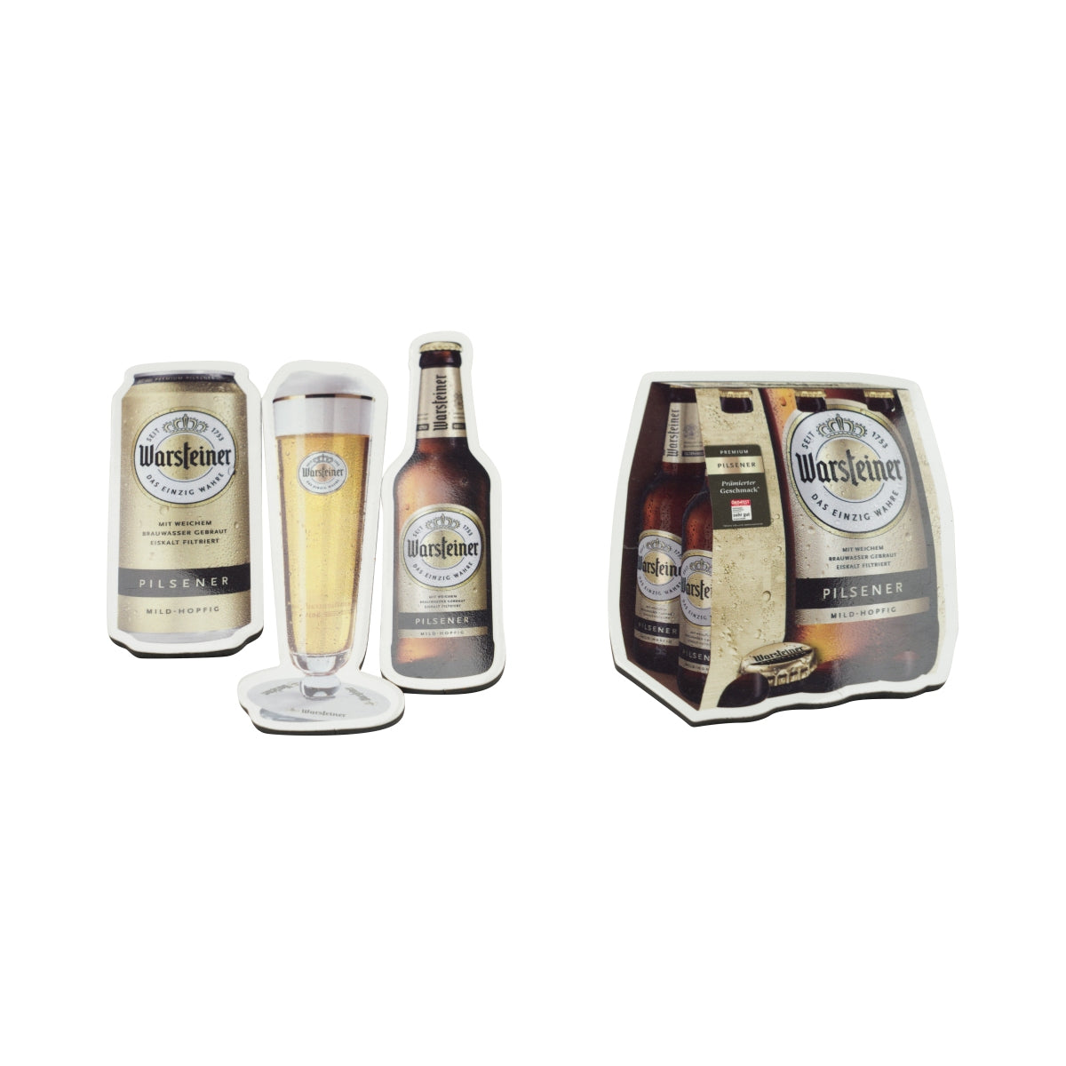 Warsteiner Beer Magnet Fridge Magnet Set, 4 Pieces, Souvenir Sign, Wall Bar
