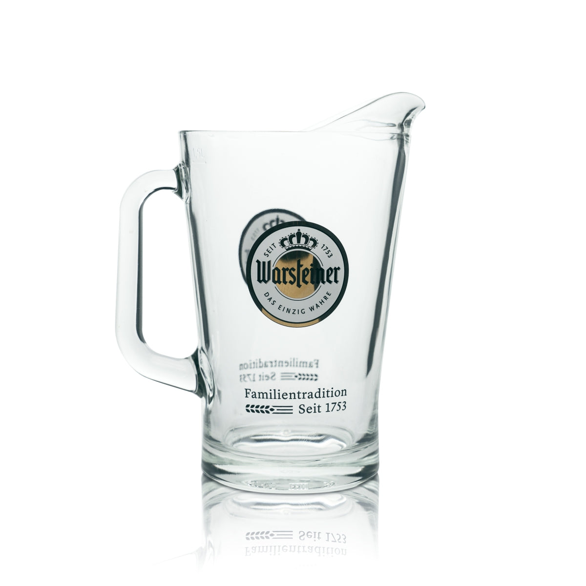 Warsteiner Beer Pitcher 1.5 L Carafe Glass Jug Pourer Bucket Handle Pot