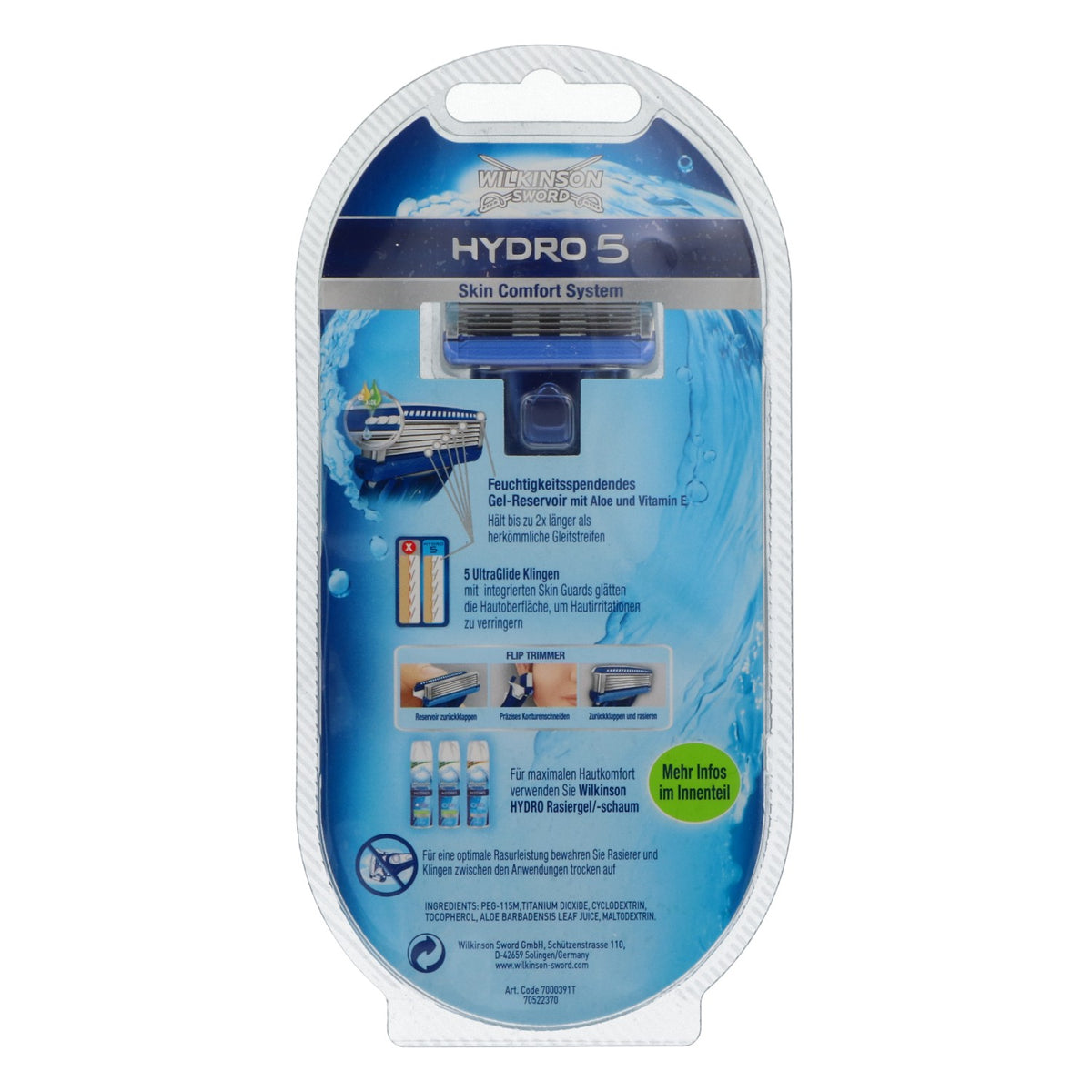 Wilkinson Sword Hydro 5 Personal Care Razor with One Blade, Blue – View 2