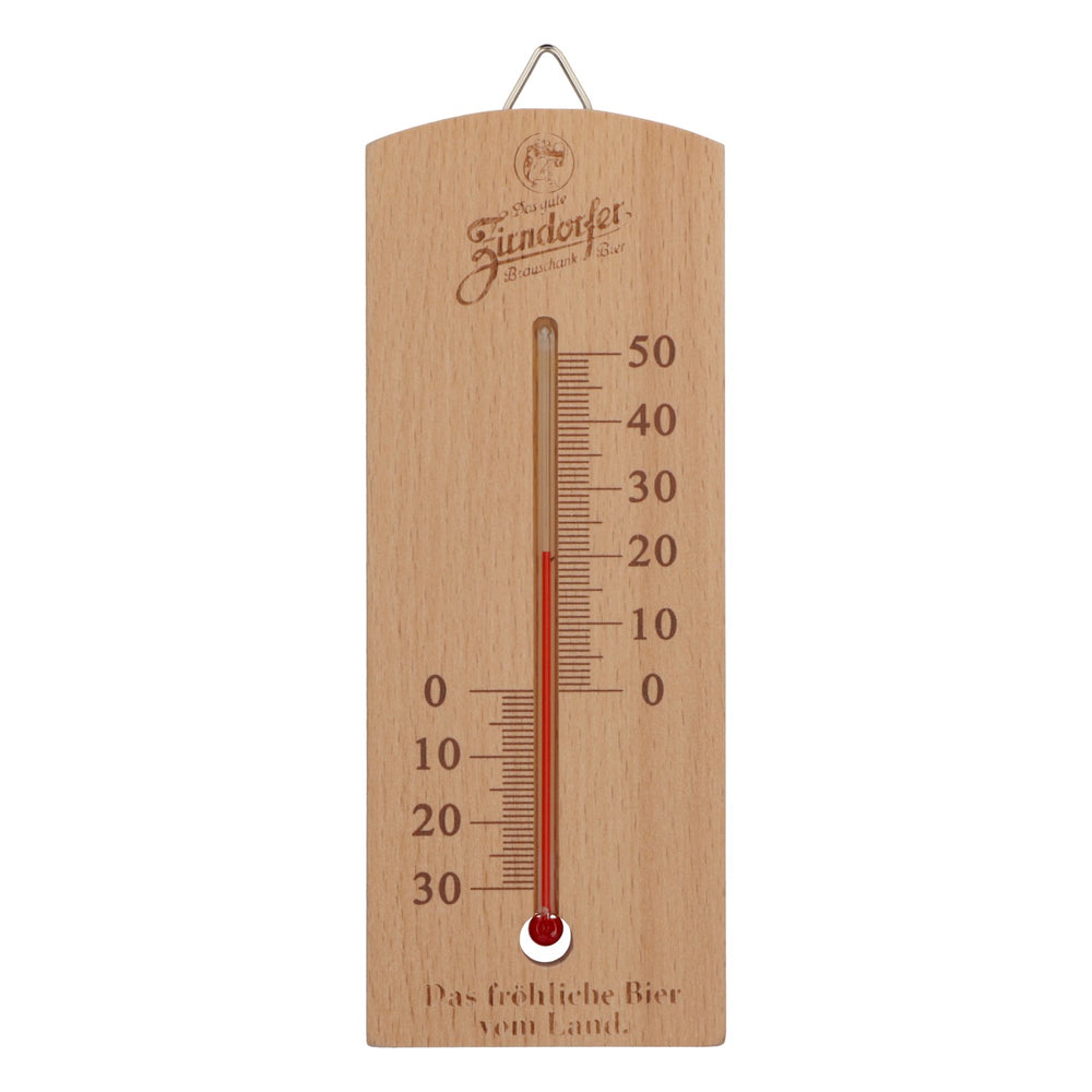 Zirndorfer Beer Thermometer, Real Wood, Indoor/Outdoor, New, Original Bar Accessory