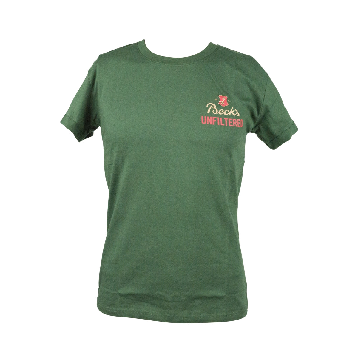 1 Beck's Beer T-shirt Size M "Unfiltered" Green Cotton New