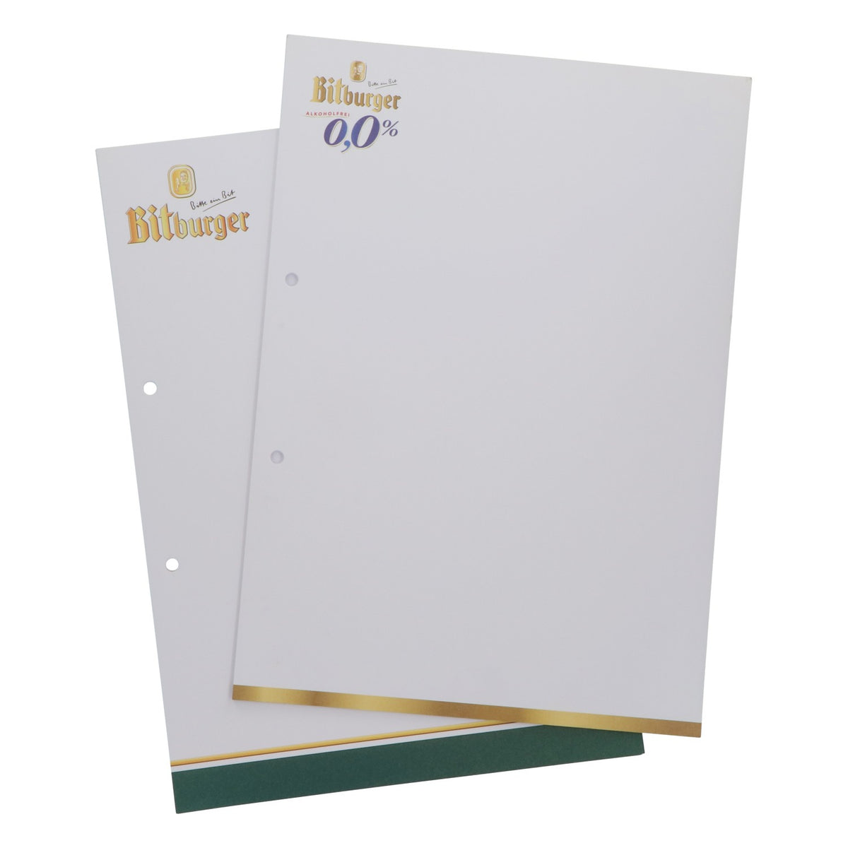 100 Bitburger Menu Inserts, DIN A4, Non-Alcoholic, for the Food Service Industry