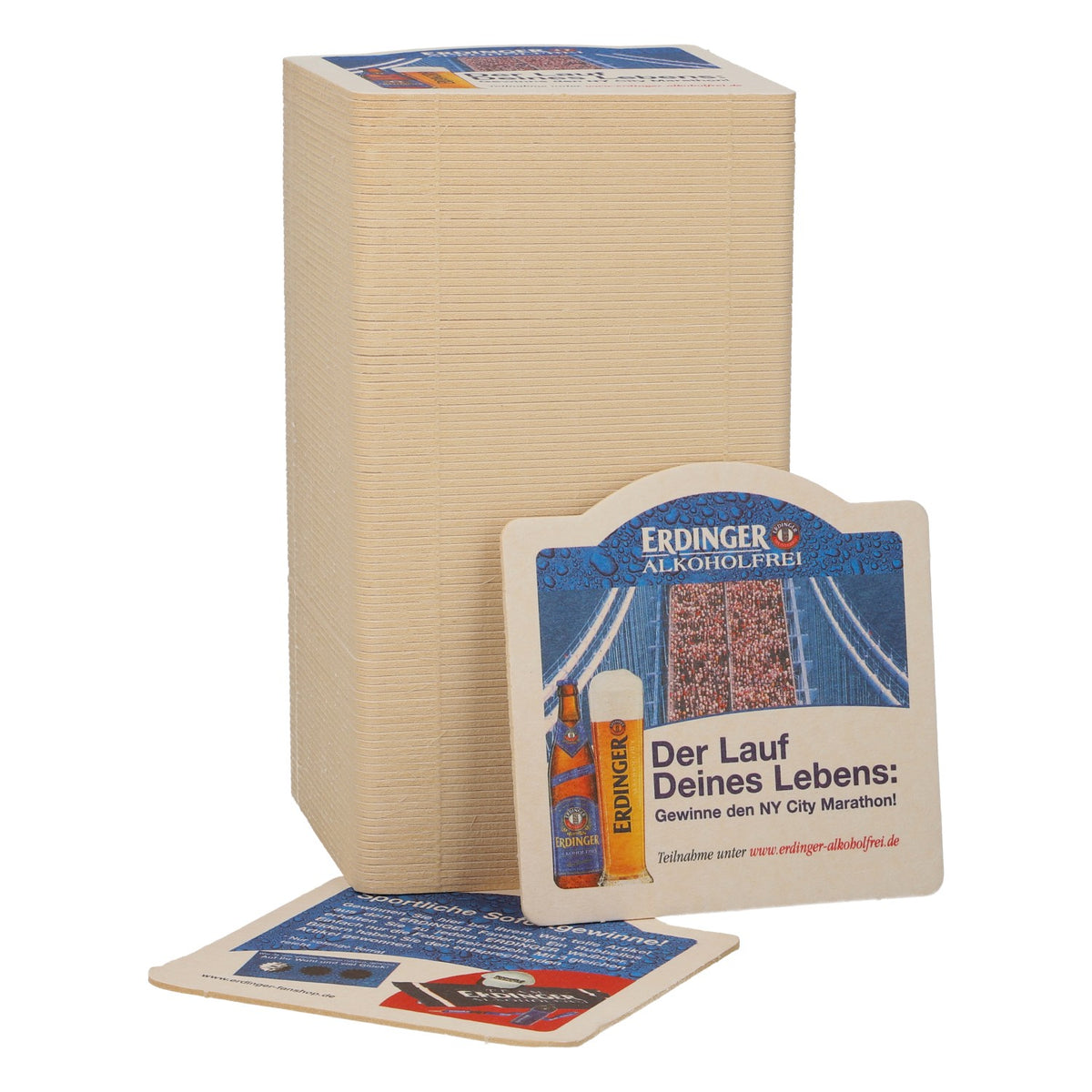 100 Erdinger Weissbräu Beer Coasters, Non-Alcoholic, "Run of Your Life"