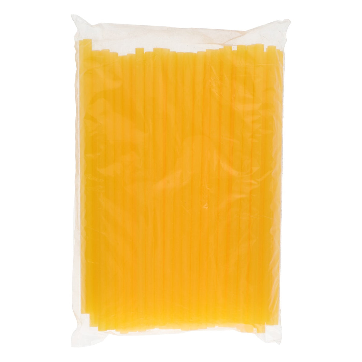 100 yellow plastic drinking straws, 0.8 x 25.5 cm, for parties and cocktails