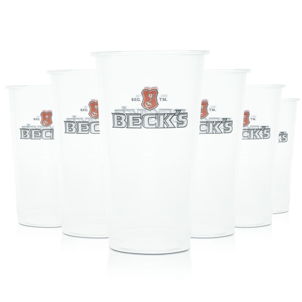 100x Becks disposable cups, glass, 0.3 l, plastic cups, beer glasses, party, festival, bar