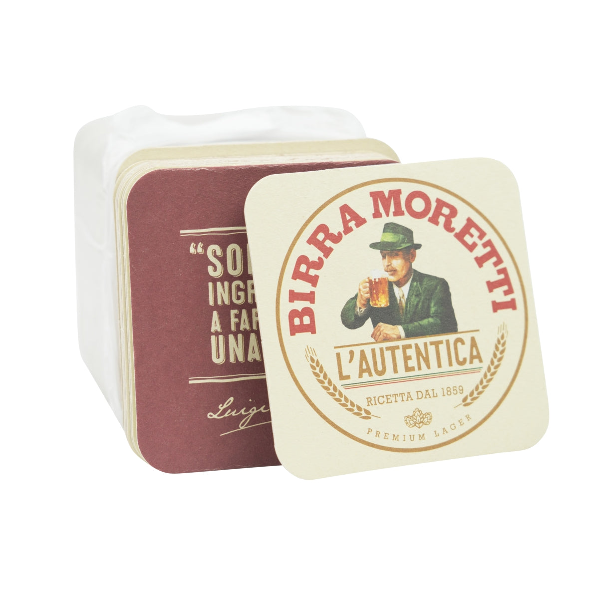 100x Birra Moretti beer coasters, coasters, felt glasses, Italy, beer bar