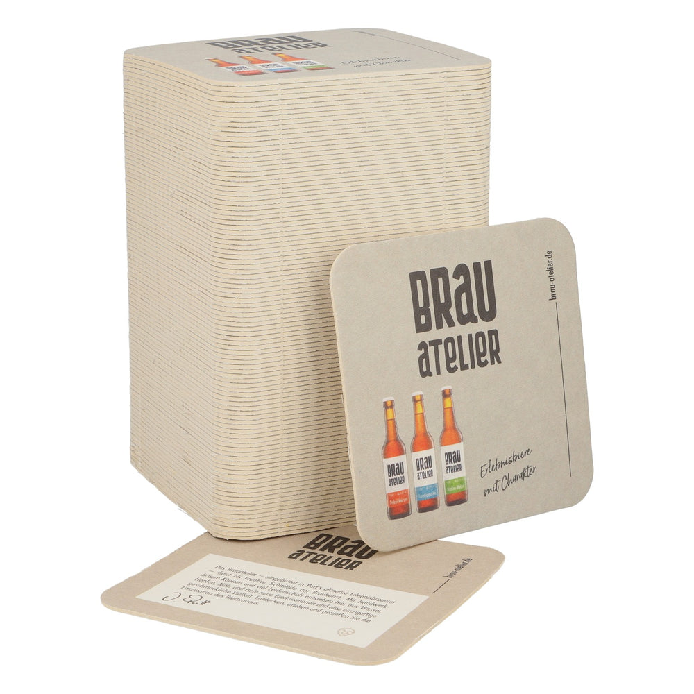 100x Brauatelier Beer Coasters Glass Coasters 9.5x9.5cm
