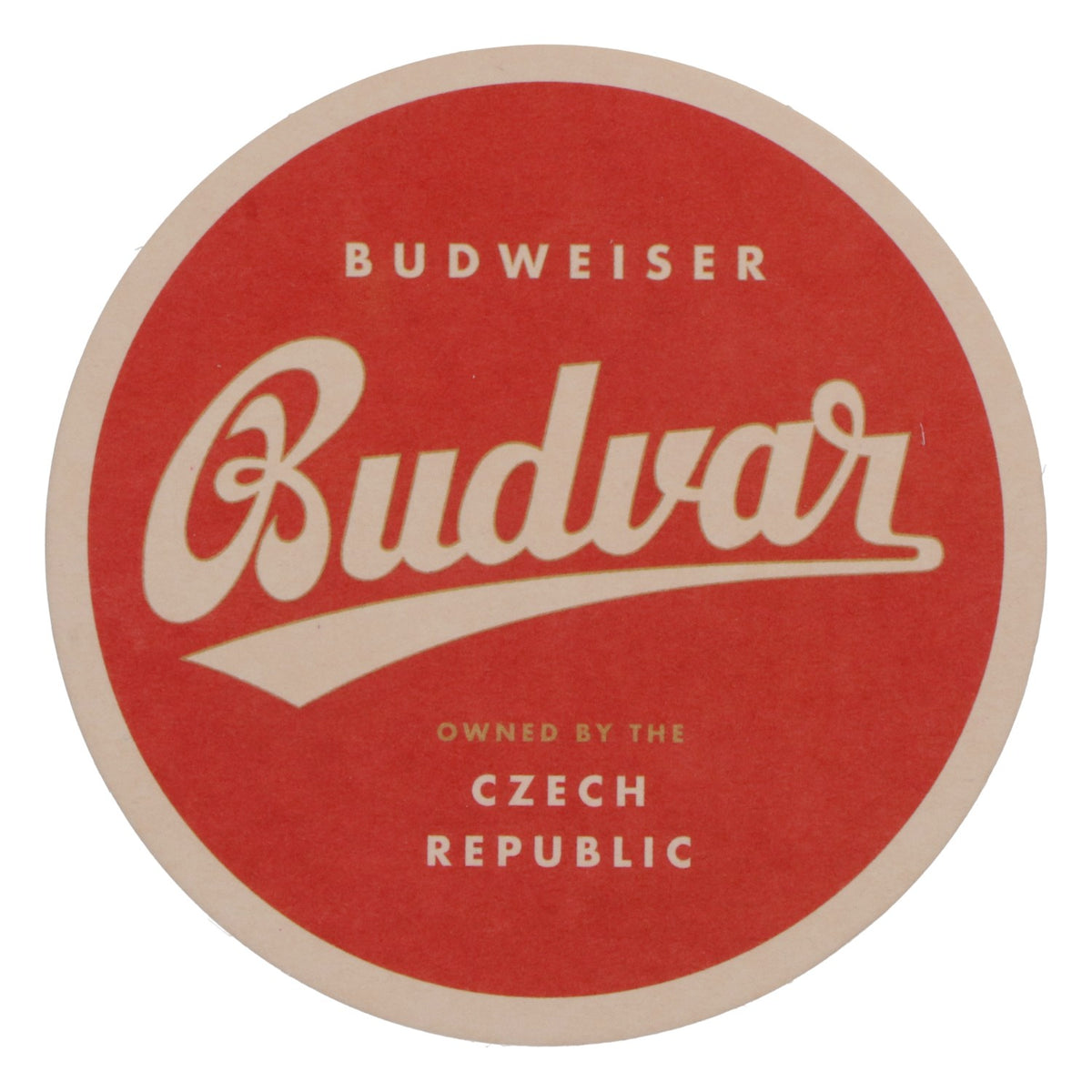 100x Budweiser beer coasters, glass coasters, bar accessories "Budvar" red with white border – View 3