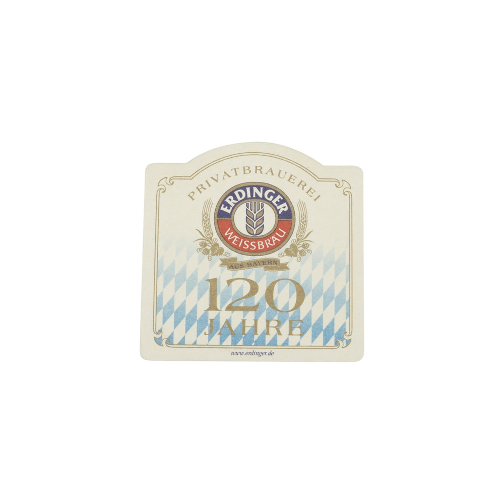 100x Erdinger beer coasters, 10x10cm, 120 years, glass beer mats, beer felt