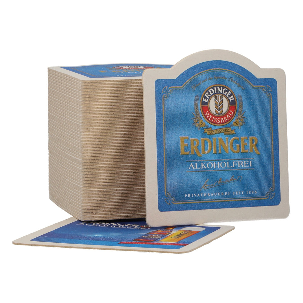 100 Erdinger Weissbräu Beer Coasters, Non-Alcoholic, Blue