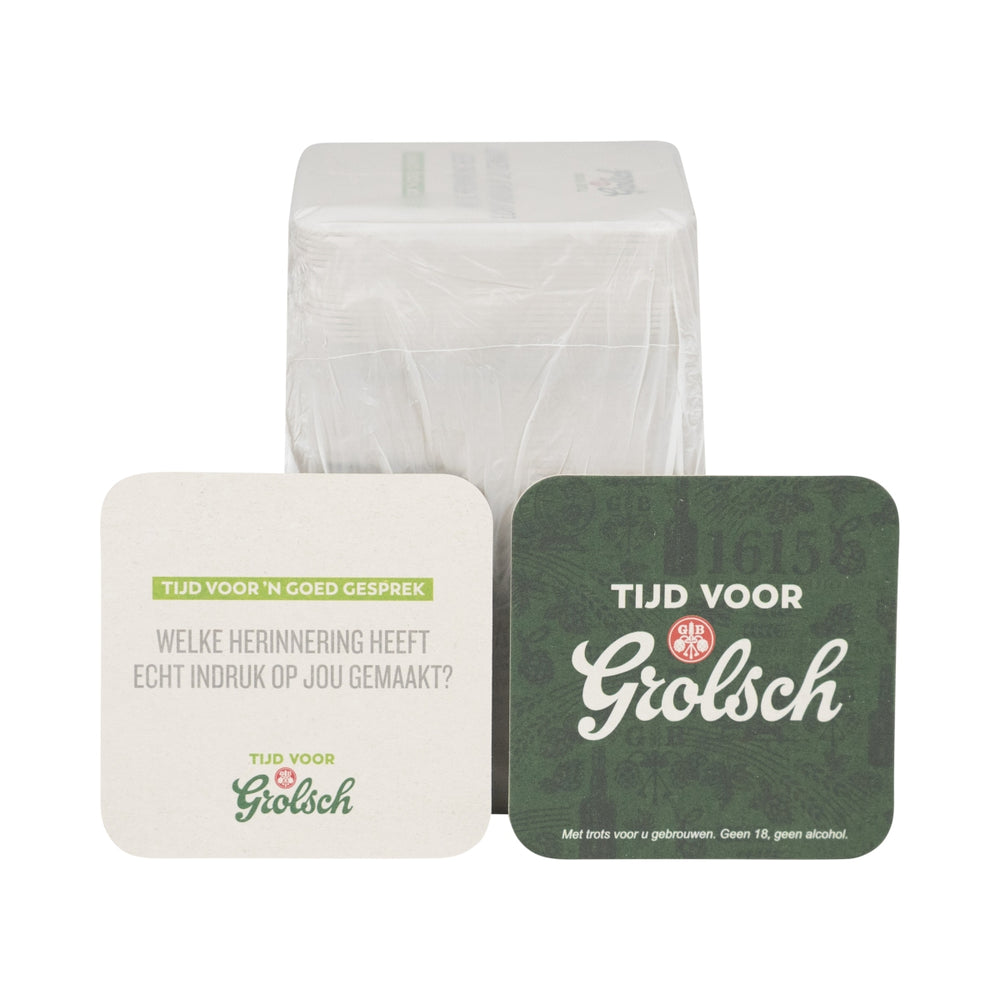 100x Grolsch beer coasters Square 9x9cm Coaster Drip protection Beer