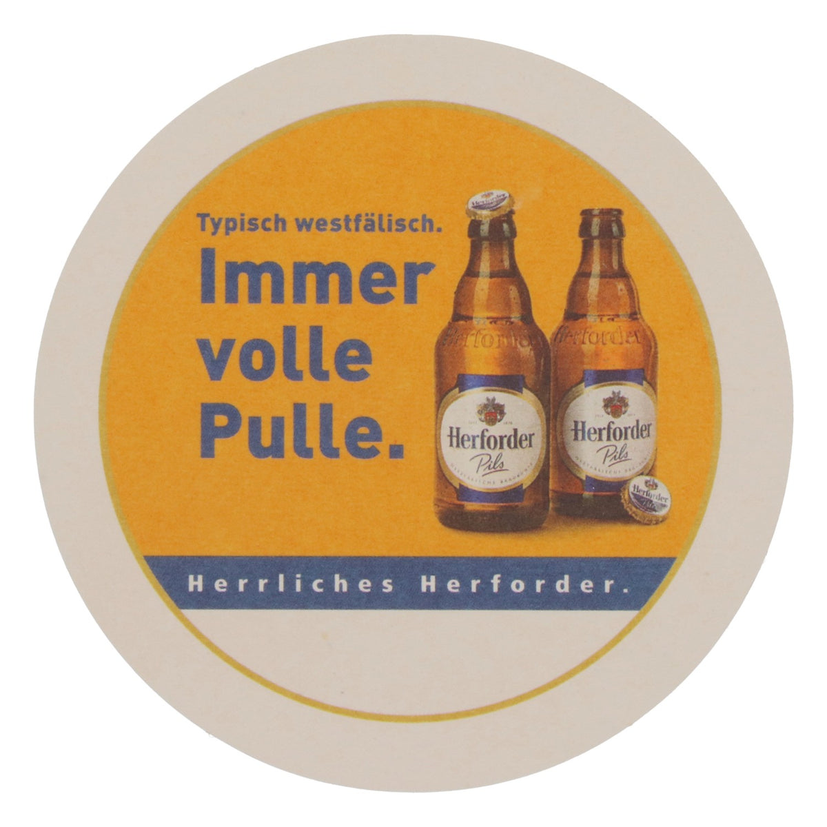 100x Herforder Brewery beer coasters, glass coasters, "Immer volle Pulle" (Always full throttle) – View 3