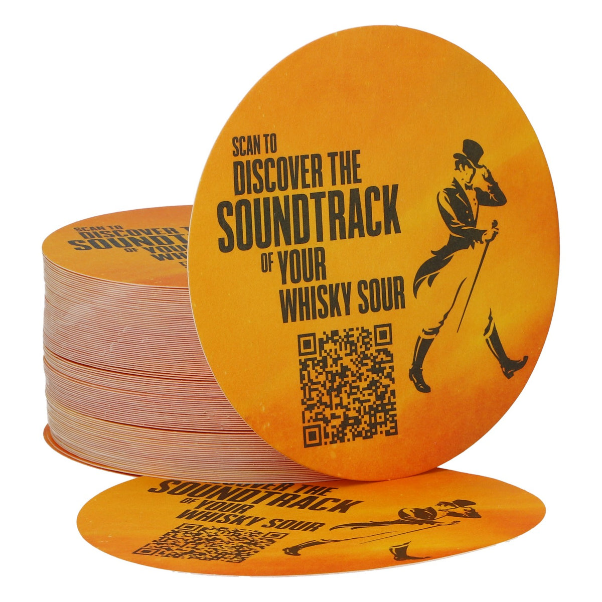 100 Johnnie Walker Whiskey Coasters with Drip Protection, Orange