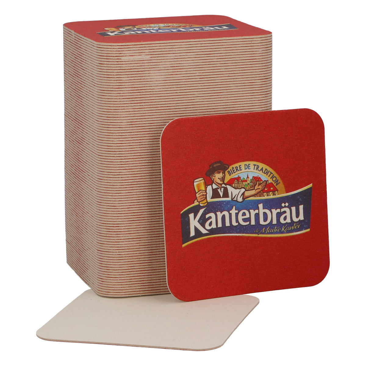 100 Kanterbräu Beer Coasters "Biere de Tradition" with Red Logo