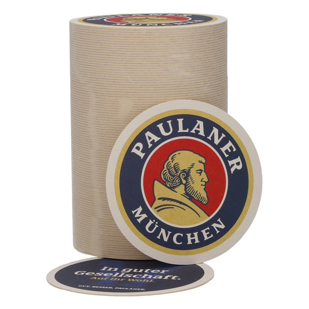 100 Paulaner Beer Coasters—Paulaner Munich. In Good Company. Good, Better, Paulaner. Blue Accents