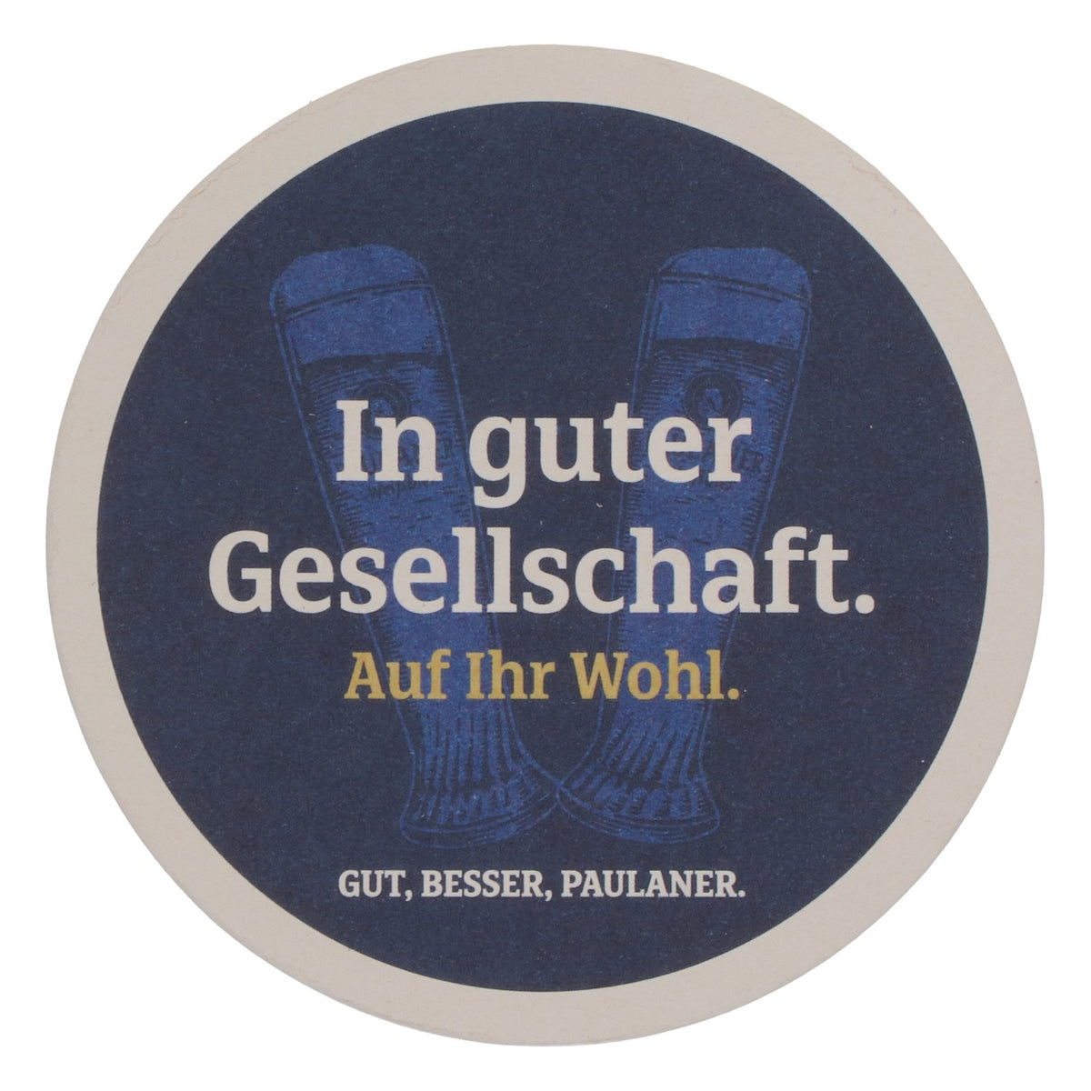 100 Paulaner Beer Coasters—Paulaner Munich. In Good Company. Good, Better, Paulaner. Blue Accents – View 4