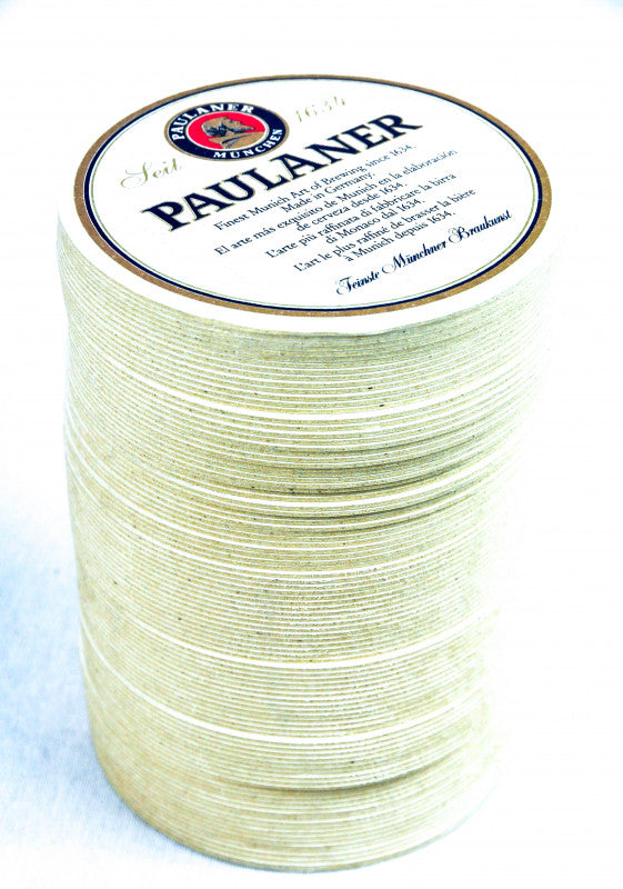 100 Paulaner Beer Coasters, Standard 11 cm Round, New, Original Bar Beer Coasters – View 2