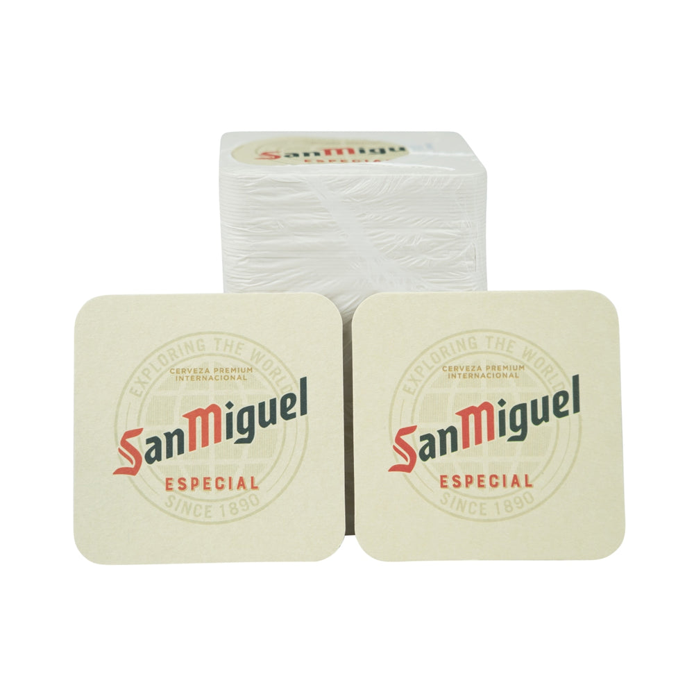 100x San Miguel beer coasters 9x9cm drip-proof glass mat
