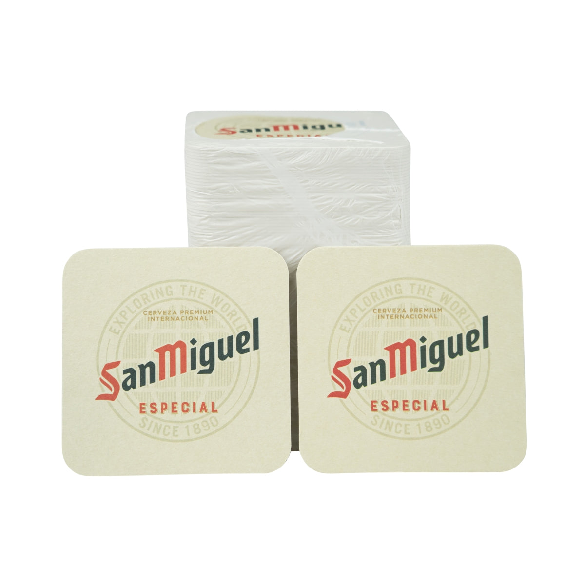 100x San Miguel beer coasters 9x9cm drip-proof glass mat