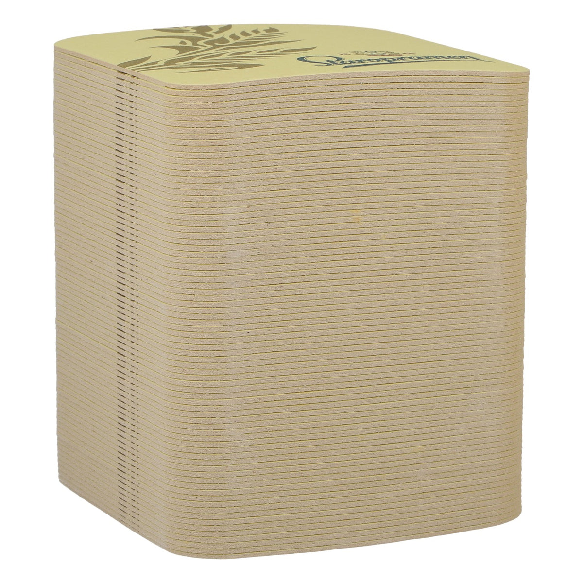 100 Staropramen Beer Coasters, 1869 Green Logo, Wheat Motif, Beige – View 2