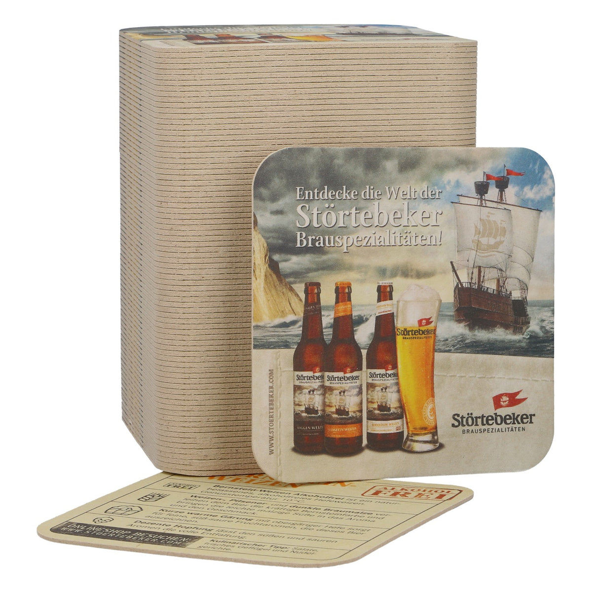 100 Störtebeker Beer Coasters, Amber Wheat, Non-Alcoholic, Original Coasters