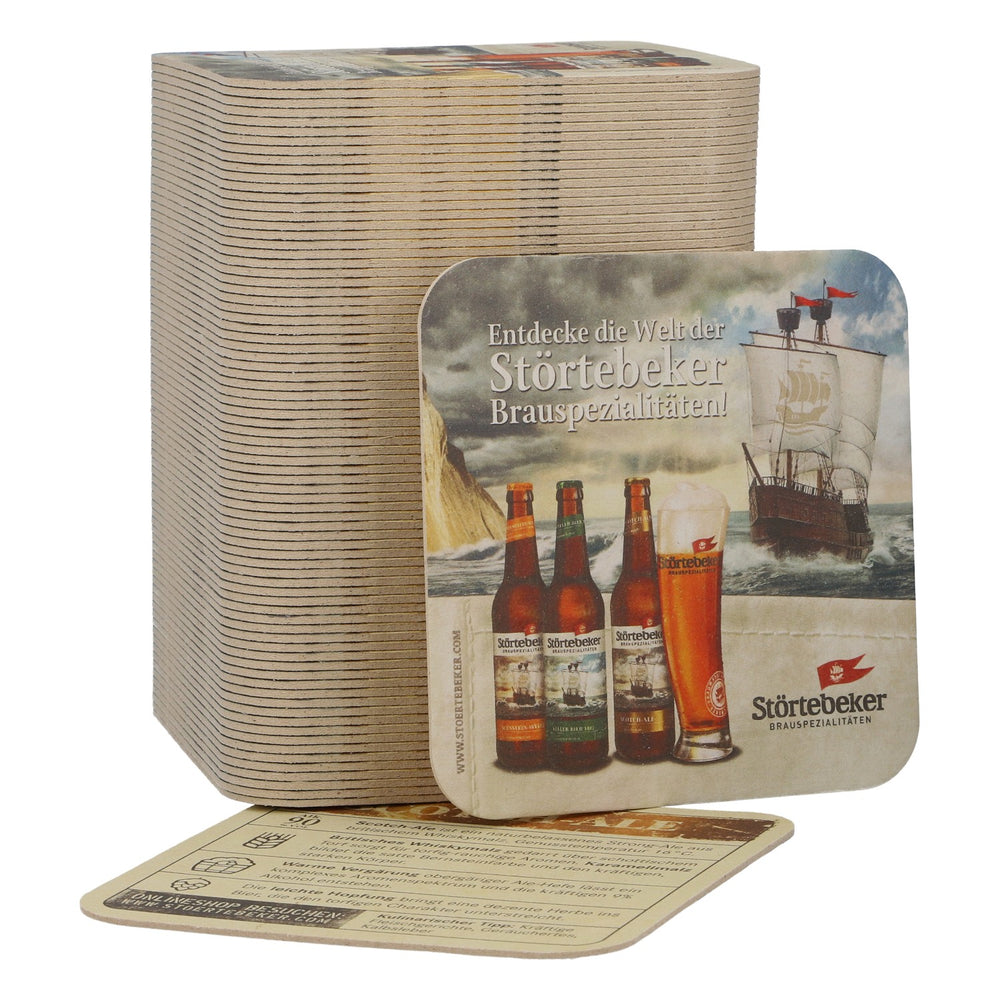 100 Störtebeker Beer Coasters (Scotch Ale Coasters) — New, Original Bar Accessories
