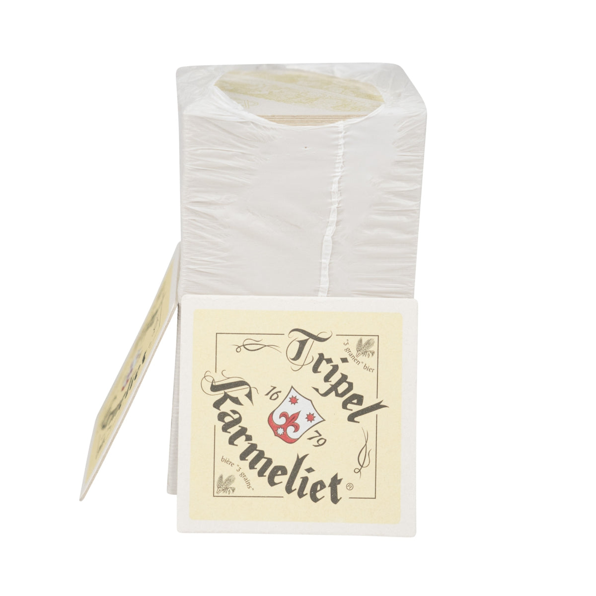 100x Triple Karmeliet beer coasters, square, 10x10cm, drip tray included – View 2