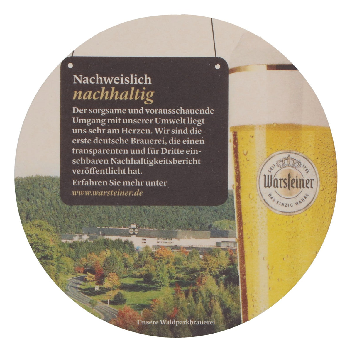 100x Warsteiner beer coasters Glass coasters "Proven sustainable" – View 4