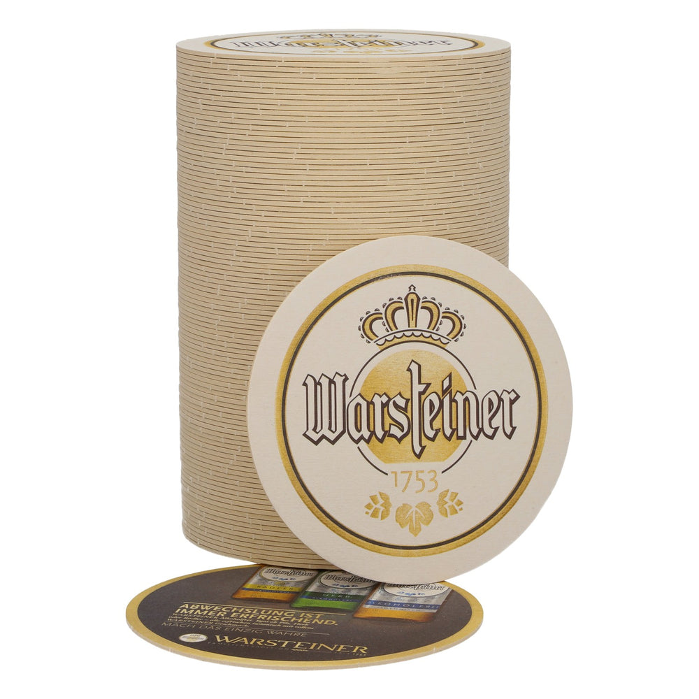 100 Warsteiner beer coasters, Ø 10.5 cm, "Variety Is Always Refreshing"