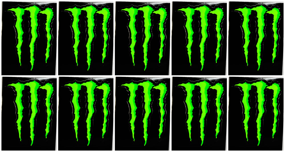 10x Monster Energy stickers, black, 11x8cm, advertising, BMX merchandise