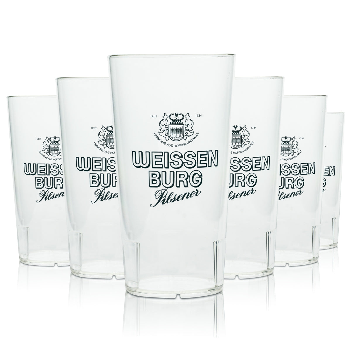 10x Weissenburg beer reusable cups, 0.3 l, stackable, plastic, glass, festival