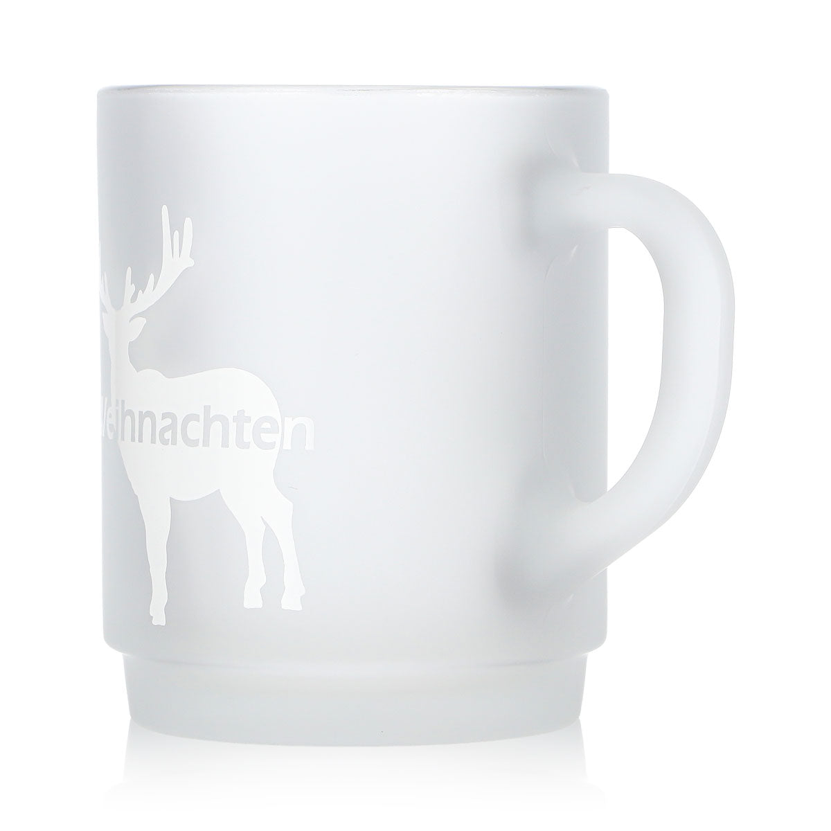 4 Mohaba Satin-Finish Glass Mulled Wine Mugs with Deer Design, "Merry Christmas," 0.2 L, Calibrated – View 4