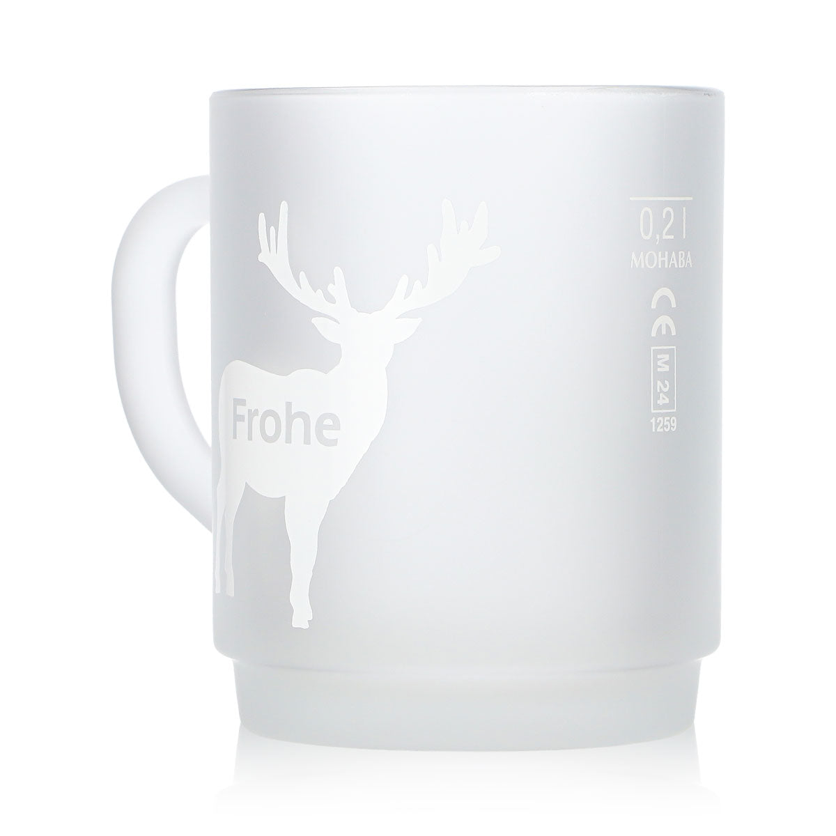 12 Mohaba Satin-Finish Glass Mulled Wine Mugs with Deer Design, "Merry Christmas," 0.2 L, Calibrated – View 5
