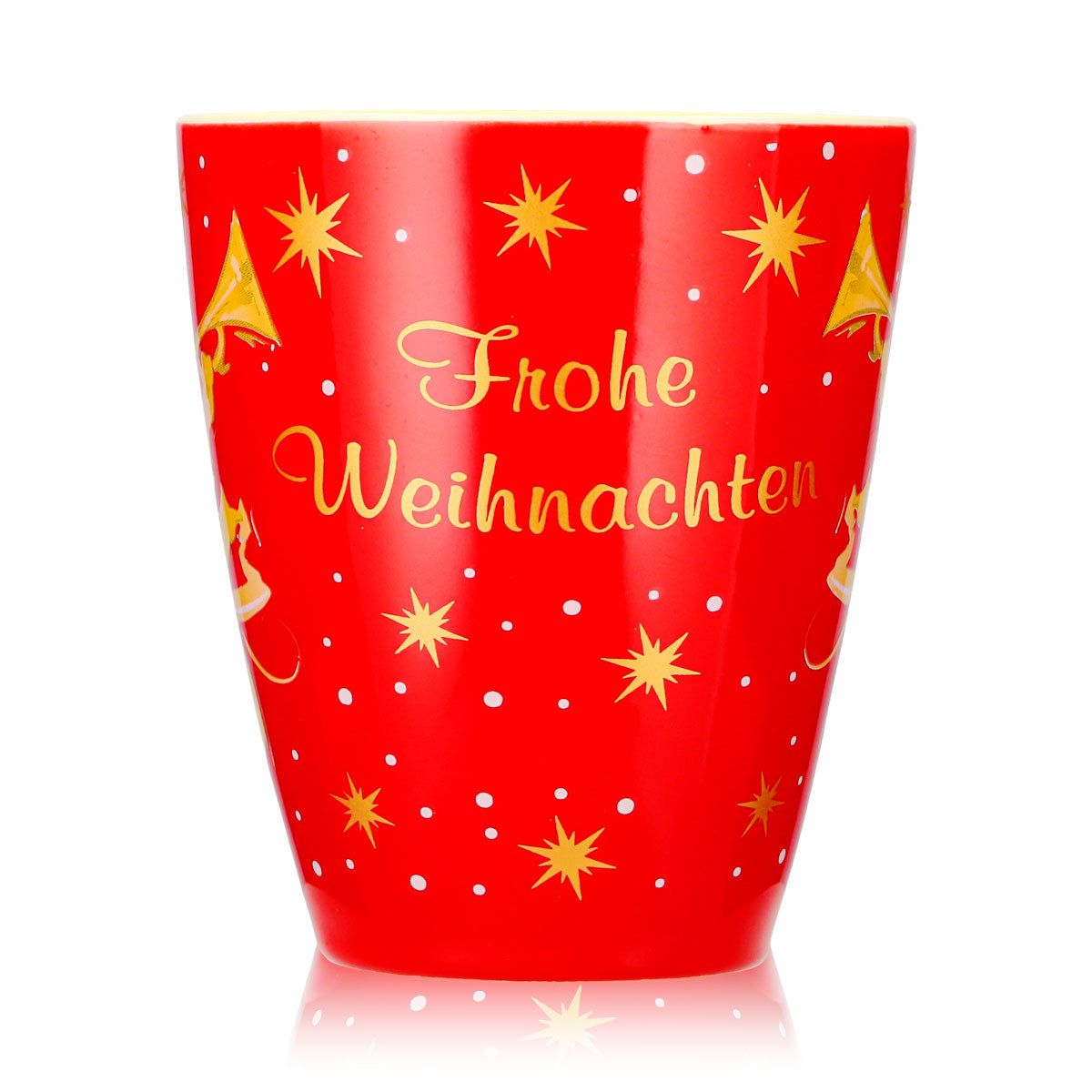 12 Mohaba Mulled Wine Mugs, Model 2000, "Merry Christmas with an Angel," Fire Red / Cream, 0.2 L, Calibrated – View 2