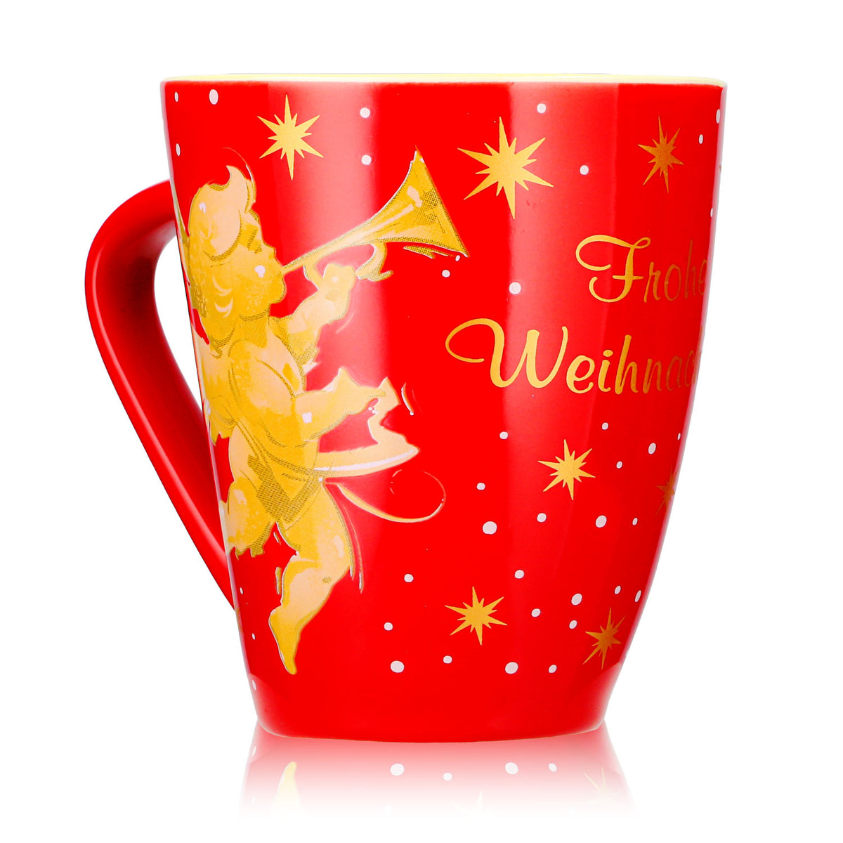 12 Mohaba Mulled Wine Mugs, Model 2000, "Merry Christmas with an Angel," Fire Red / Cream, 0.2 L, Calibrated – View 8