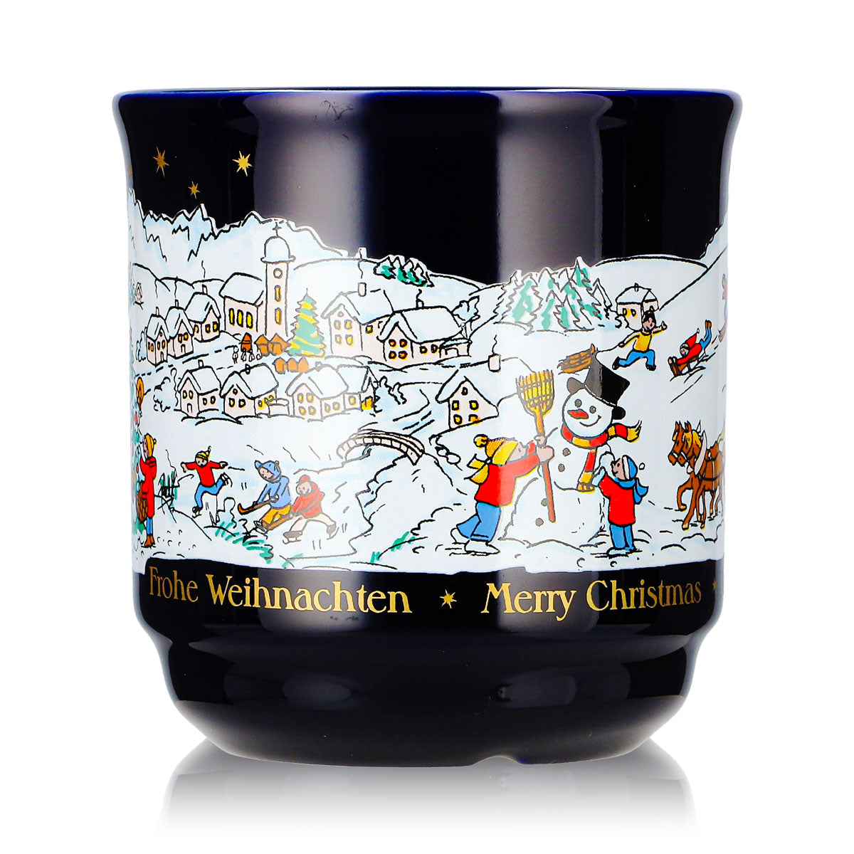 6 Mohaba Mulled Wine Mugs, Model 8000, "Merry Christmas" Winter, Cobalt Blue, 0.2 L, Calibrated – View 2