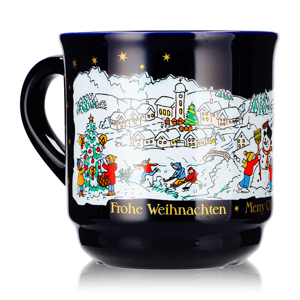 6 Mohaba Mulled Wine Mugs, Model 8000, "Merry Christmas" Winter, Cobalt Blue, 0.2 L, Calibrated – View 3