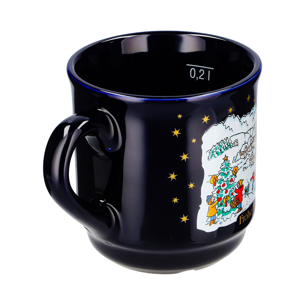 6 Mohaba Mulled Wine Mugs, Model 8000, "Merry Christmas" Winter, Cobalt Blue, 0.2 L, Calibrated – View 7