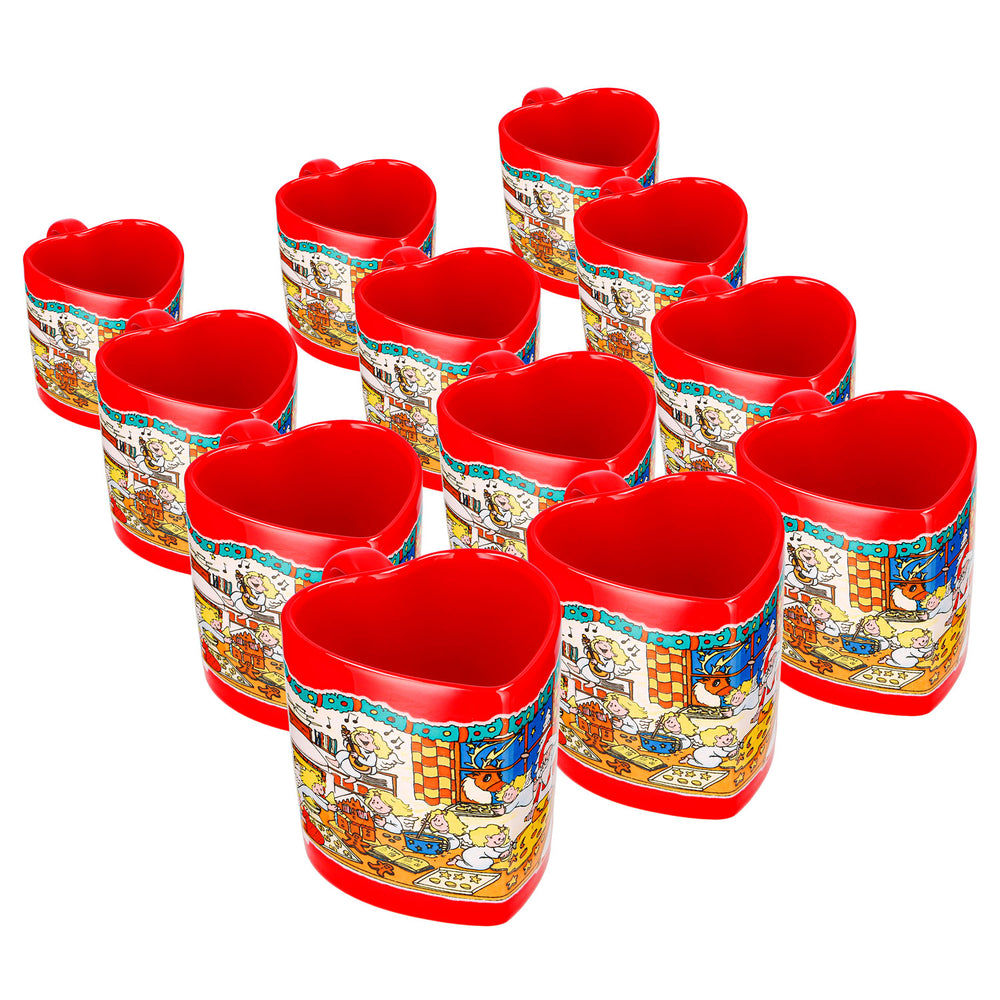 12 Mohaba Mulled Wine Mugs, Heart-Shaped Christmas Bakery Mug with Angel, Fire-Red, 0.2 L, Calibrated
