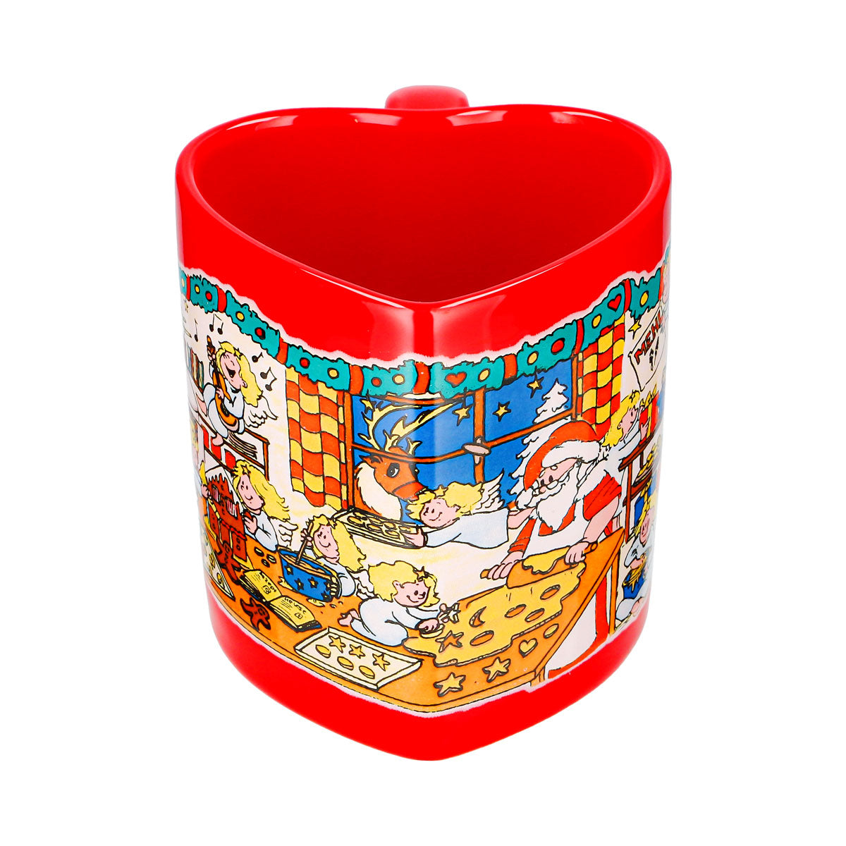 12 Mohaba Mulled Wine Mugs, Heart-Shaped Christmas Bakery Mug with Angel, Fire-Red, 0.2 L, Calibrated – View 3