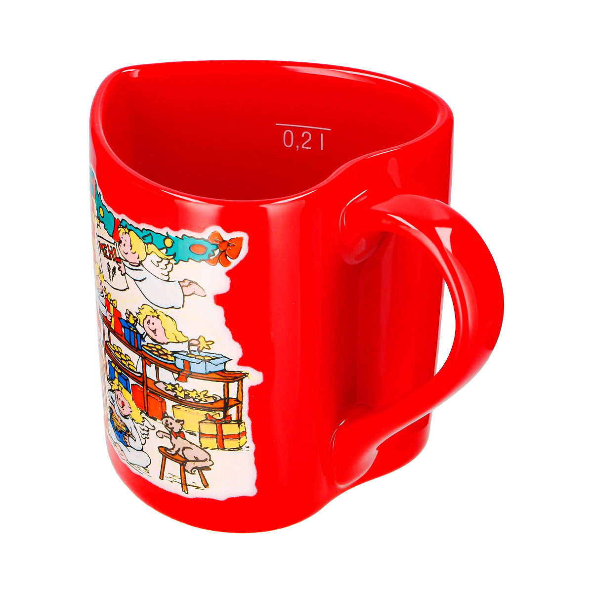 4 Mohaba Mulled Wine Mugs, Heart-Shaped Christmas Bakery Mug with Angel, Fire-Red, 0.2 L, Calibrated – View 4